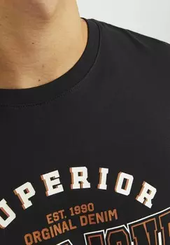 Футболка с принтом LOGO RUNDHALS Jack & Jones, черный