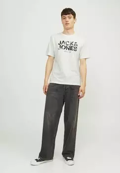 Футболка с принтом LOGO RUNDHALS Jack & Jones, кремовый