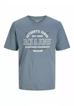 Футболка с принтом LOGO RUNDHALS Jack & Jones, синий