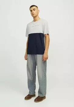 Футболка с принтом LOGO RUNDHALS Jack & Jones, серый