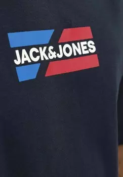 Футболка с принтом LOGO RUNDHALS Jack & Jones, темно-синий