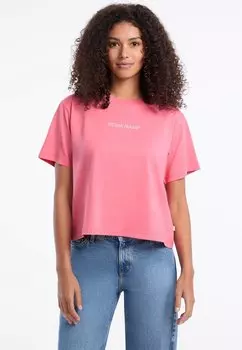 Футболка с принтом LOGO RUNDHALSAUSSCHNITT Guess Jeans, фуксия