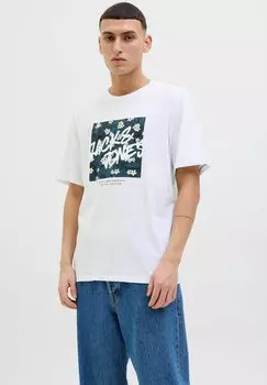 Футболка с принтом LOGO RUNDHALSAUSSCHNITT Jack & Jones, кремовый