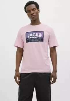 Футболка с принтом LOGO RUNDHALSAUSSCHNITT Jack & Jones, светло-розовый