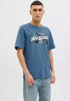 Футболка с принтом LOGO RUNDHALSAUSSCHNITT Jack & Jones, синий