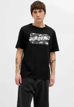 Футболка с принтом LOGO RUNDHALSAUSSCHNITT Jack & Jones, черный