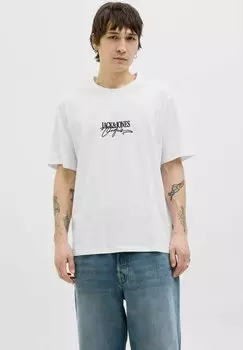 Футболка с принтом LOGO RUNDHALSAUSSCHNITT Jack & Jones, кремовый