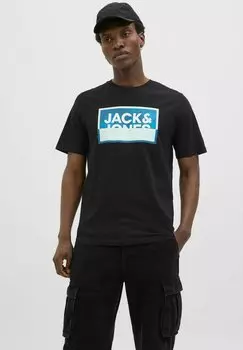 Футболка с принтом LOGO RUNDHALSAUSSCHNITT Jack & Jones, черный