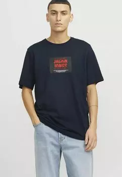 Футболка с принтом LOGO RUNDHALSAUSSCHNITT Jack & Jones, темно-синий