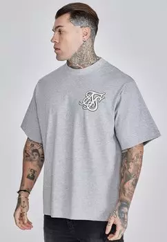 Футболка с принтом LOGO SIKSILK, серый