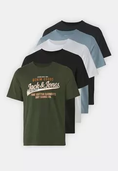 Футболка с принтом LOGO SS O-NECK 2 COL 5PK MP Jack & Jones, разноцветный