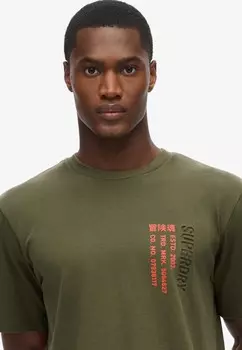 Футболка с принтом LOGO Superdry, хаки