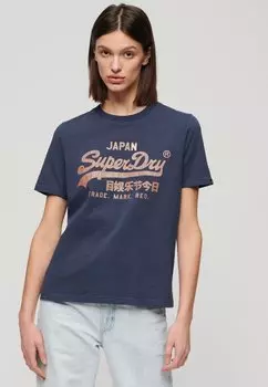 Футболка с принтом LOGO Superdry, синий
