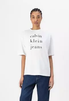 Футболка с принтом LOGO TEE Calvin Klein Jeans, белый