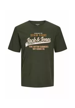 Футболка с принтом LOGO TEE O-NECK Jack & Jones, темно-зеленый