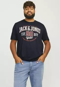 Футболка с принтом LOGO TEE O-NECK Jack & Jones, темно-синий