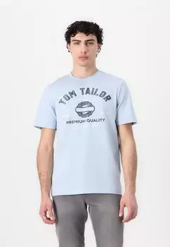 Футболка с принтом LOGO TEE TOM TAILOR, синий