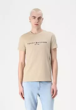 Футболка с принтом LOGO TEE Tommy Hilfiger, бежевый