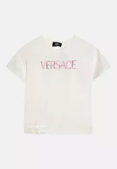 Футболка с принтом Logo Versace, цвет bianco/rosa