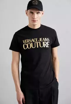 Футболка с принтом Logo Versace Jeans Couture, цвет black/gold