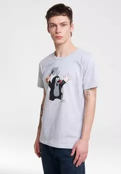 Футболка с принтом LOGOSHIRT, серый меланж