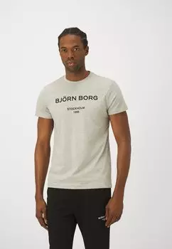 Футболка с принтом ЛОГОТИП Bjrn Borg, светло-серый меланж