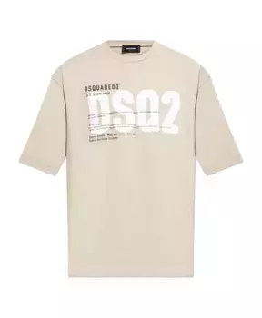 Футболка с принтом логотипа Dsquared2, бежевый