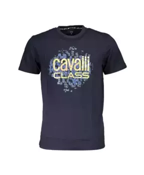 Футболка с принтом логотипа, короткими рукавами и круглым вырезом Cavalli Class, синий
