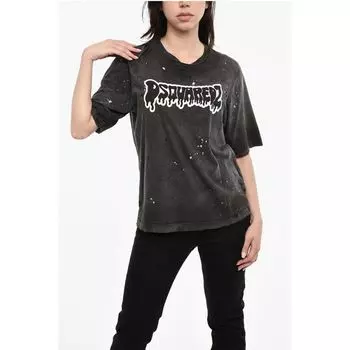 Футболка с принтом логотипа MELT и винтажным эффектом Dsquared2, Gray