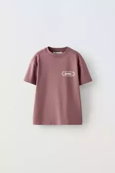 Футболка с принтом логотипа ZARA, розовый/лиловый