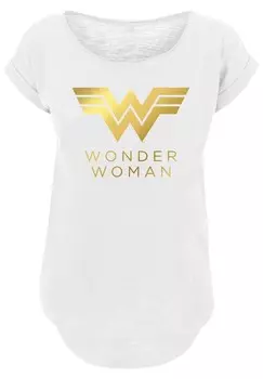 Футболка с принтом LONG CUT DC COMICS 84 GOLDEN LOGO F4NT4STIC, белый