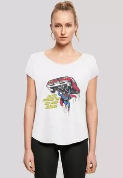 Футболка с принтом LONG CUT 'DC COMICS SUPERMAN NEW RIDE SUPERHELD' F4NT4STIC, белый
