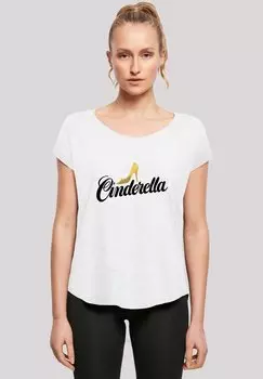 Футболка с принтом LONG CUT DISNEY CINDERELLA ASCHENPUTTEL SHOE LOGO F4NT4STIC, белый