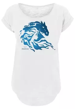 Футболка с принтом LONG CUT DISNEY FROZEN 2 NOKK WASSERGEIST PFERD SILHOUET F4NT4STIC, белый