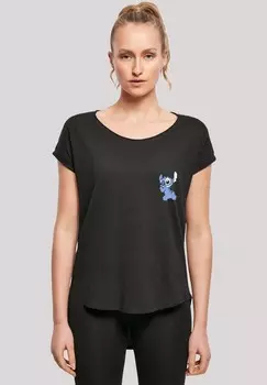 Футболка с принтом LONG CUT DISNEY LILO AND STITCH BACKSIDE BREAST F4NT4STIC, черный