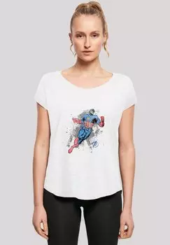 Футболка с принтом LONG CUT 'MARVEL AVENGERS CAPTAIN AMERICA SPLASH' F4NT4STIC, белый