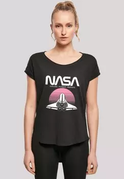 Футболка с принтом LONG CUT NASA SPACE SHUTTLE SUNSET F4NT4STIC, черный