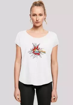 Футболка с принтом LONG CUT PINK FLOYD POP ART PRISM COMIC ROCK MUSIK BAND F4NT4STIC, белый