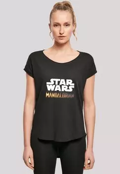Футболка с принтом LONG CUT STAR WARS THE MANDALORIAN LOGO F4NT4STIC, черный