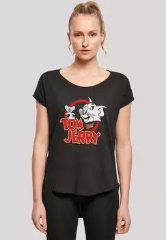Футболка с принтом LONG CUT TOM AND JERRY TV SERIE DISTRESSED LOGO F4NT4STIC, черный