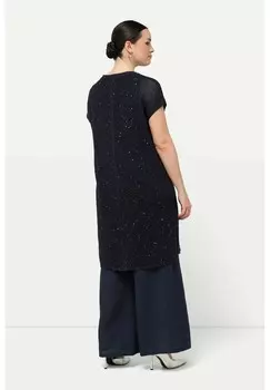 Футболка с принтом LONG SEQUINED SLEEVE Ulla Popken, темно-синий