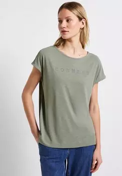 Футболка с принтом LOOK MIT WORDING Street One, зеленый