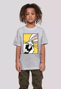 Футболка с принтом LOONEY TUNES BUGS BUNNY LAUGHING F4NT4STIC, цвет heather grey