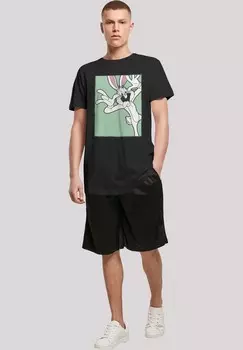 Футболка с принтом LOONEY TUNES BUGS BUNNY FUNNY FACE F4NT4STIC, черный