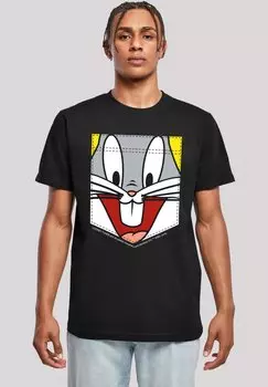 Футболка с принтом LOONEY TUNES BUGS BUNNY FACE FAUX POCKET F4NT4STIC, черный