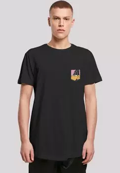 Футболка с принтом LOONEY TUNES DAFFY DUCK FACE FAUX POCKET F4NT4STIC, цвет black