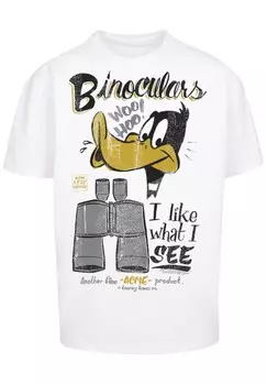 Футболка с принтом LOONEY TUNES DAFFY DUCK BINOCULARS F4NT4STIC, белый