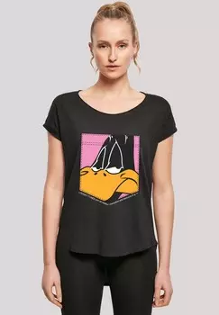 Футболка с принтом LOONEY TUNES DAFFY DUCK FACE FAUX POCKET F4NT4STIC, черный