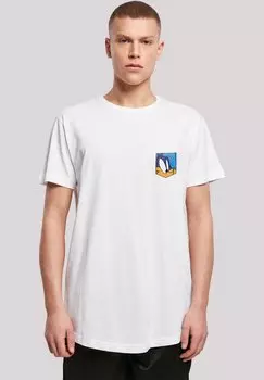 Футболка с принтом LOONEY TUNES ROAD RUNNER FACE FAUX POCKET F4NT4STIC, цвет white