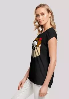 Футболка с принтом LOONEY TUNES TASMANIAN DEVIL FACE FAUX POCKET F4NT4STIC, черный